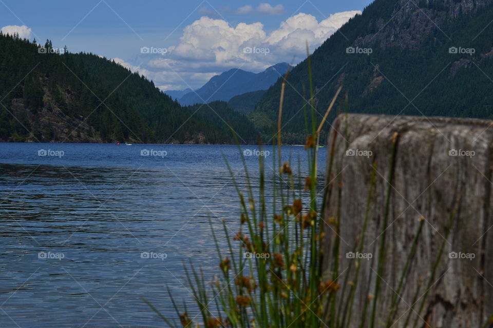 Canadian landscape scenery glacial fed mountain lake