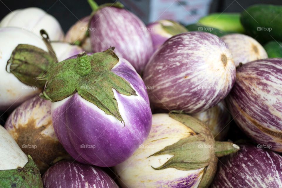 Close-up of eggplants