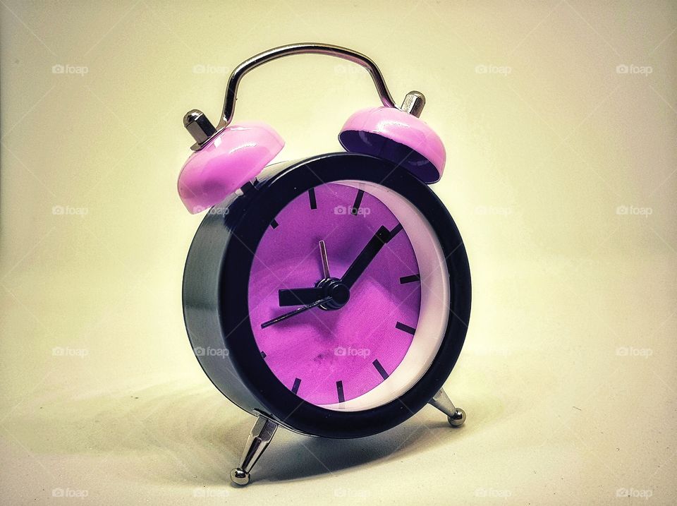 Clock alarm is vintage style. For morning wake up.