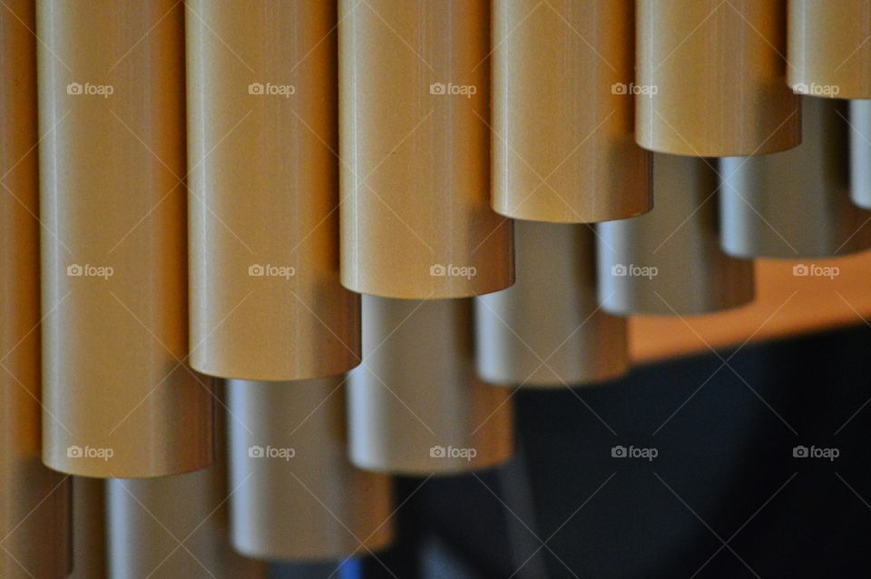 Resonator tubes. A vibraphone' s resonator tubes