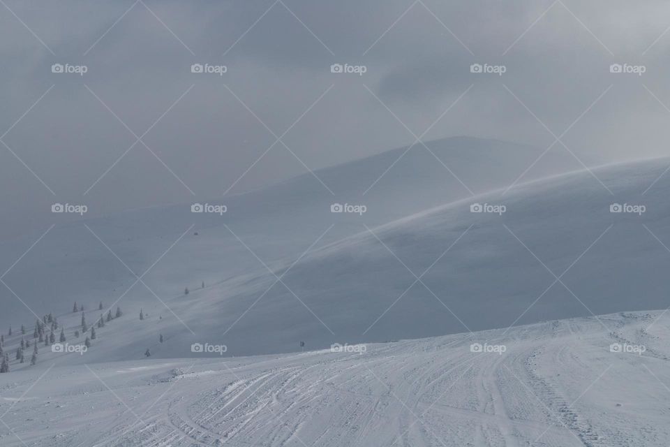 The beautiful mountains in winter. All white and beautiful landscape- winter wonderland.