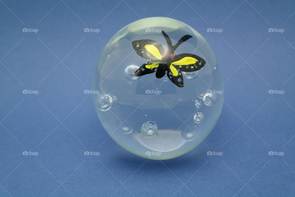 Vintage Glass Butterfly Paperweight