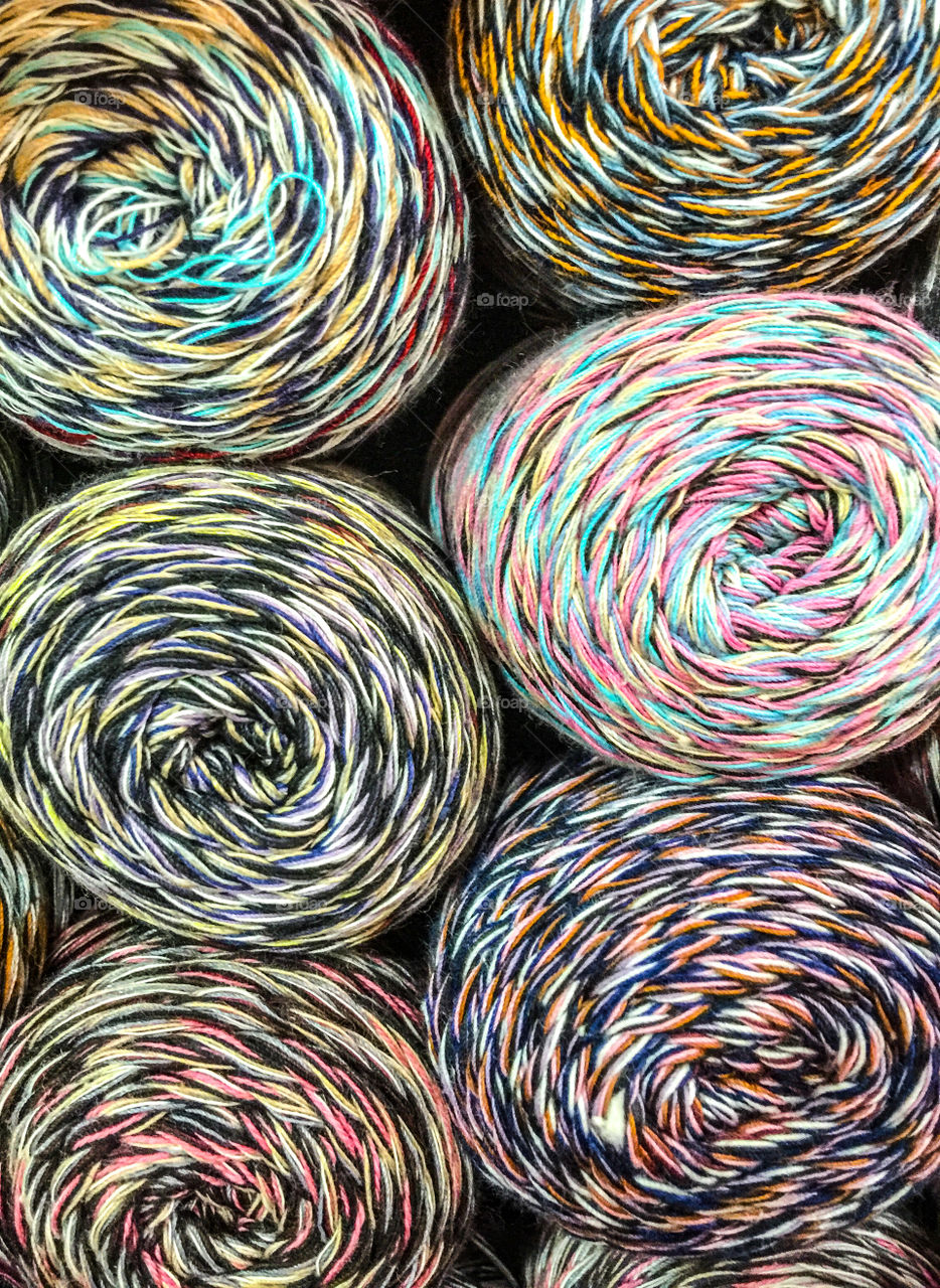 Full frame shot of colourful yarn