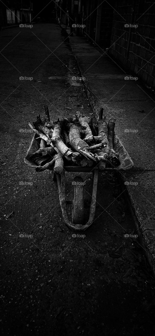 wheelbarrow with firewood