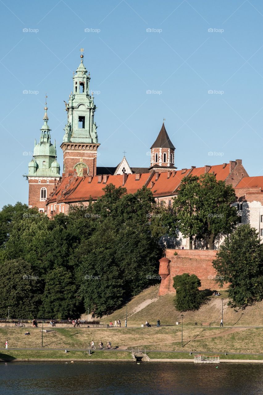 Wawel castle, Vistula river, Krakow Poland