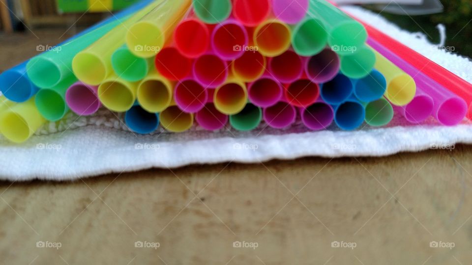 colorful plastic straws