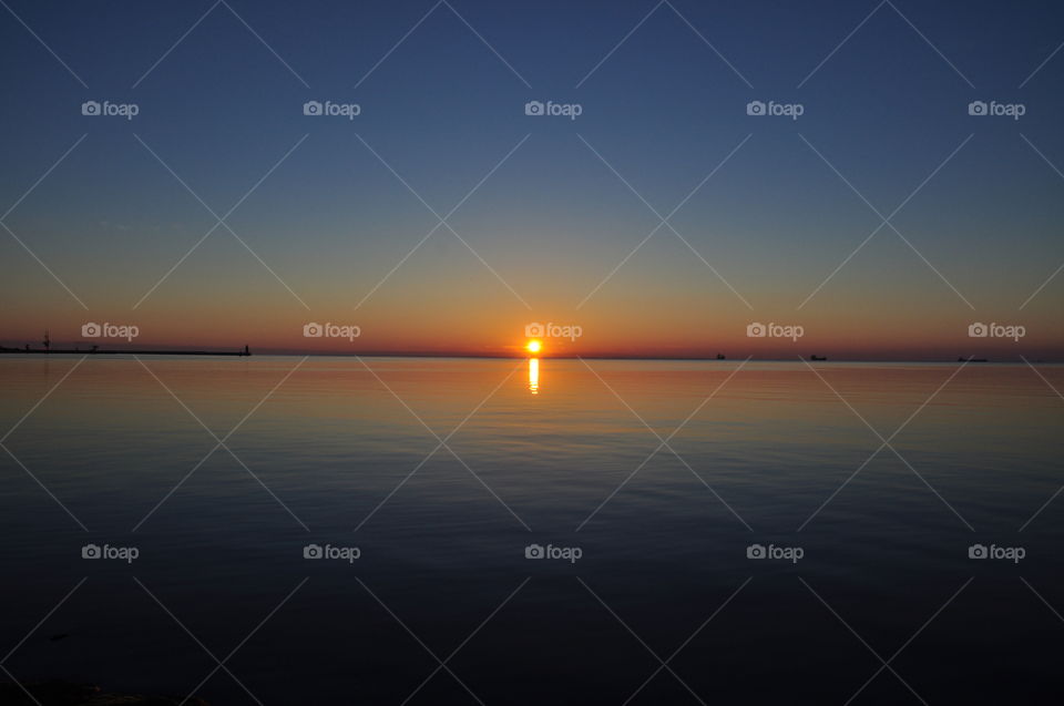 sunrise over the Baltic sea in Poland