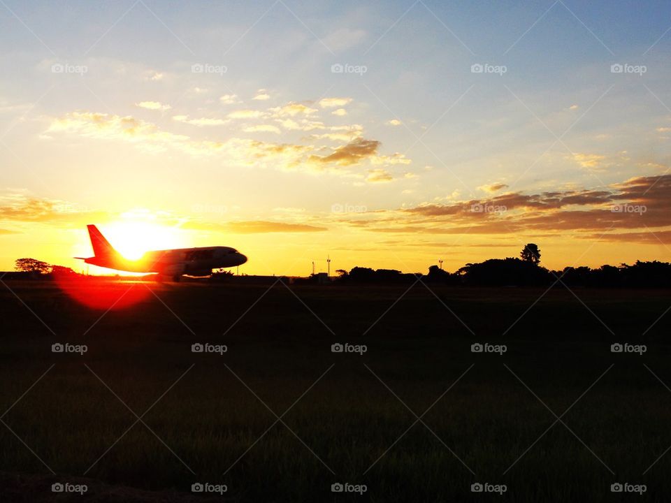 Sunset at airport...