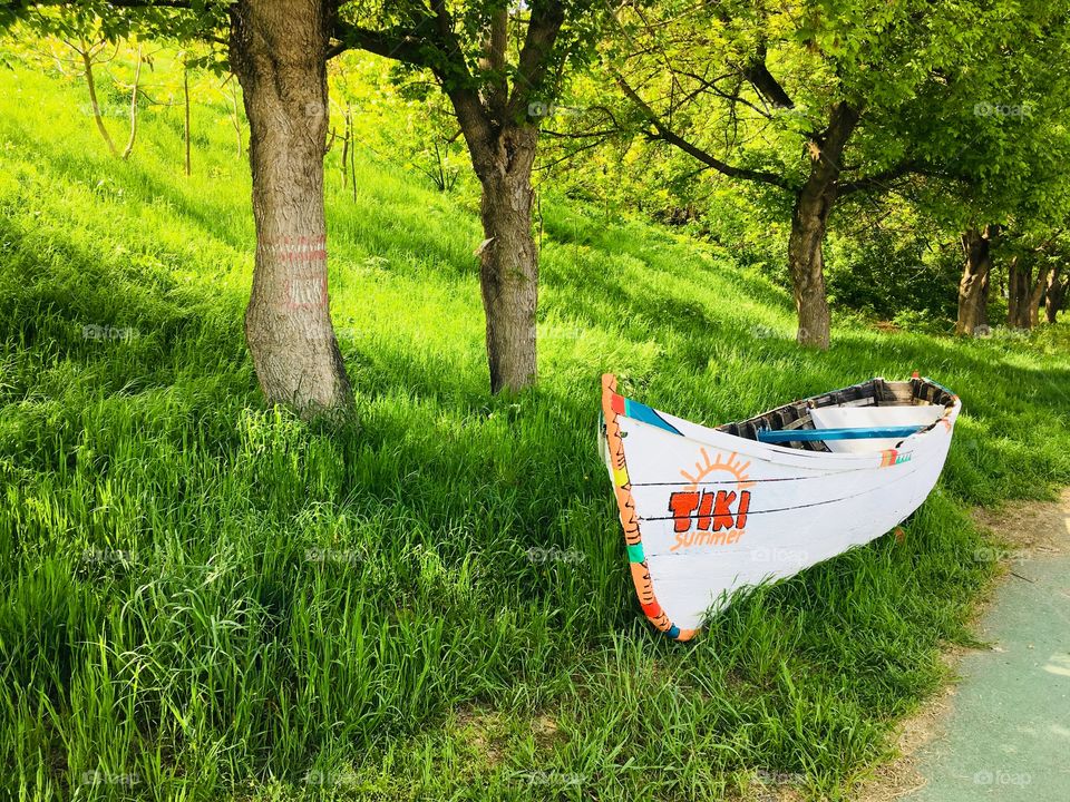 Boat on grass