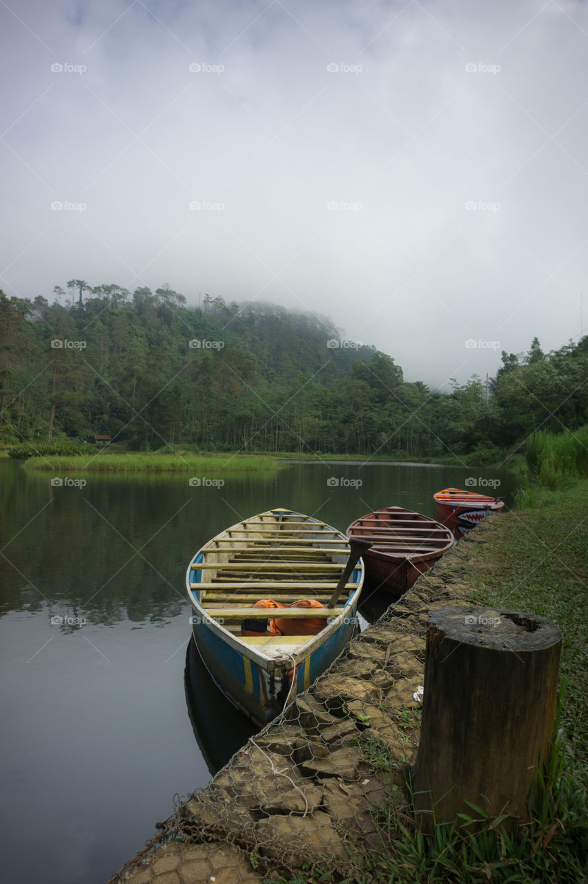 boats anchored at the port lake