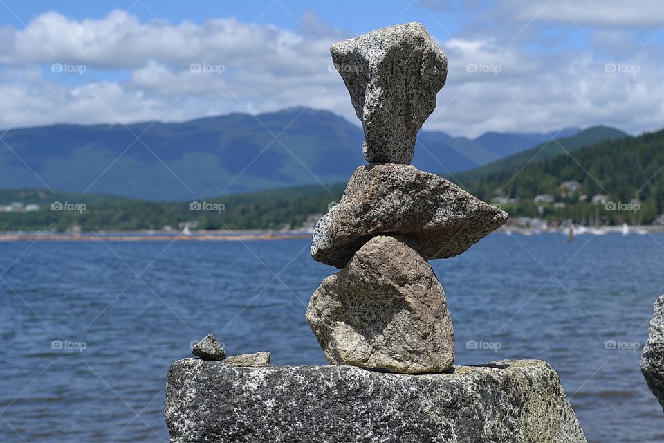 Stacked Stones, Enviro Art. Stacked Stones, Enviro Art by Ocean