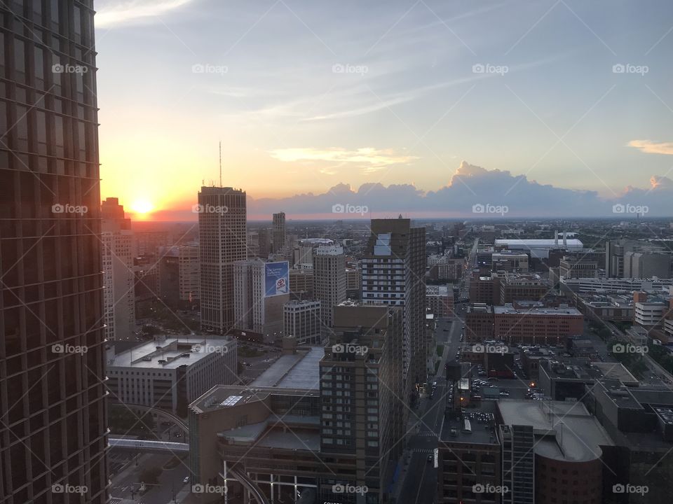 Photo taken from 48th floor of a hotel in downtown Detroit. 