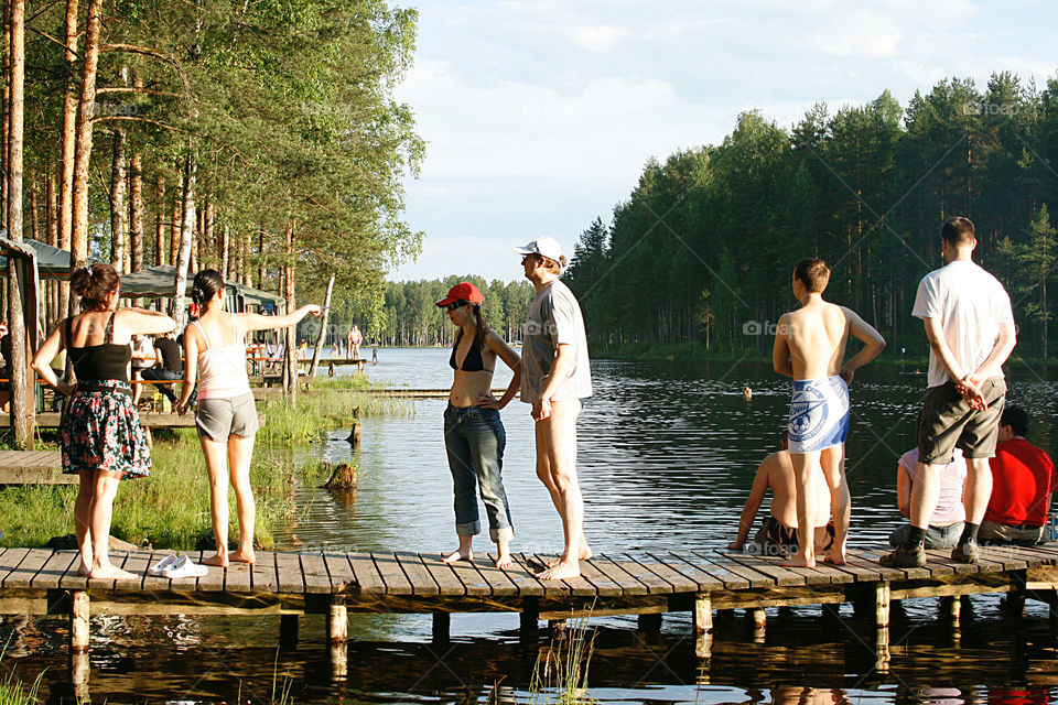 People on the lake