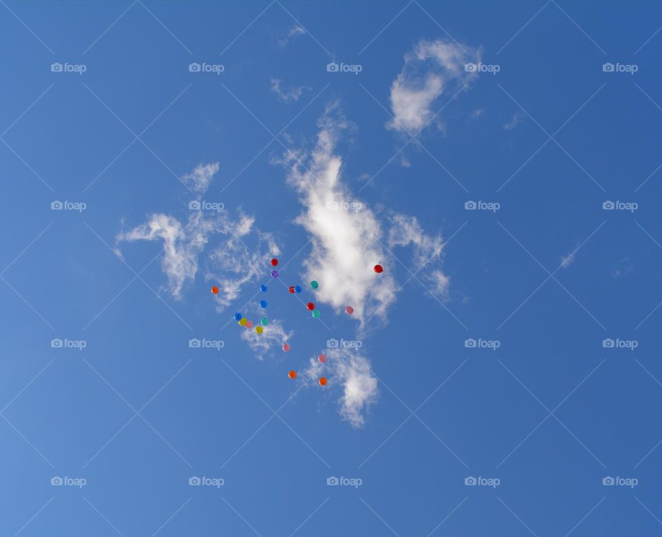 colour balloons in the blue sky