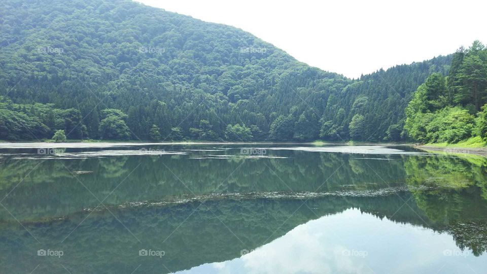 Mountain reflected in lake