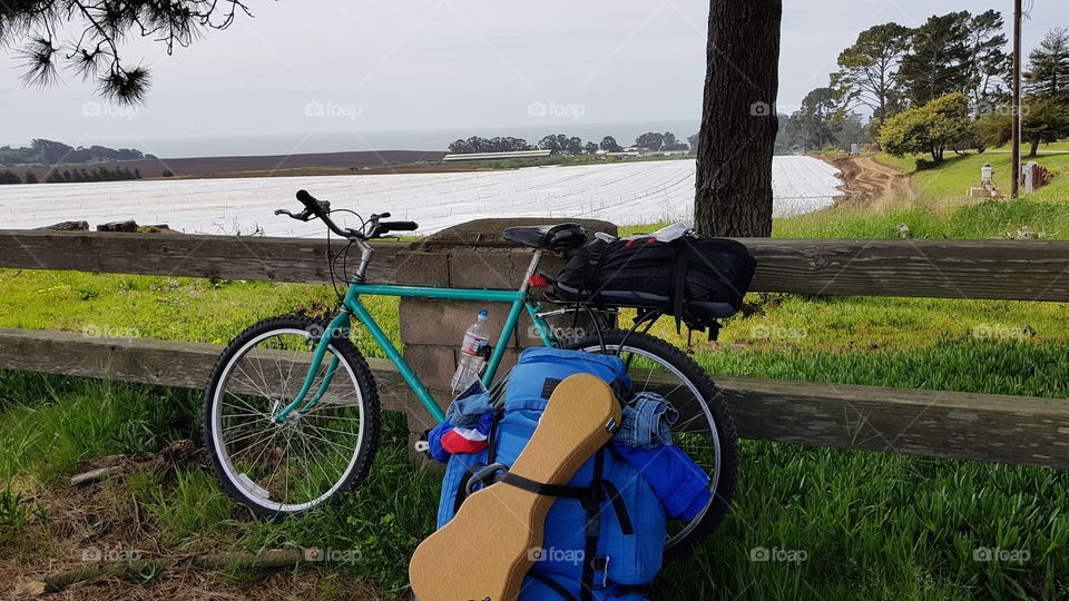 Travel free with a backpack and bicycle on an adventure.