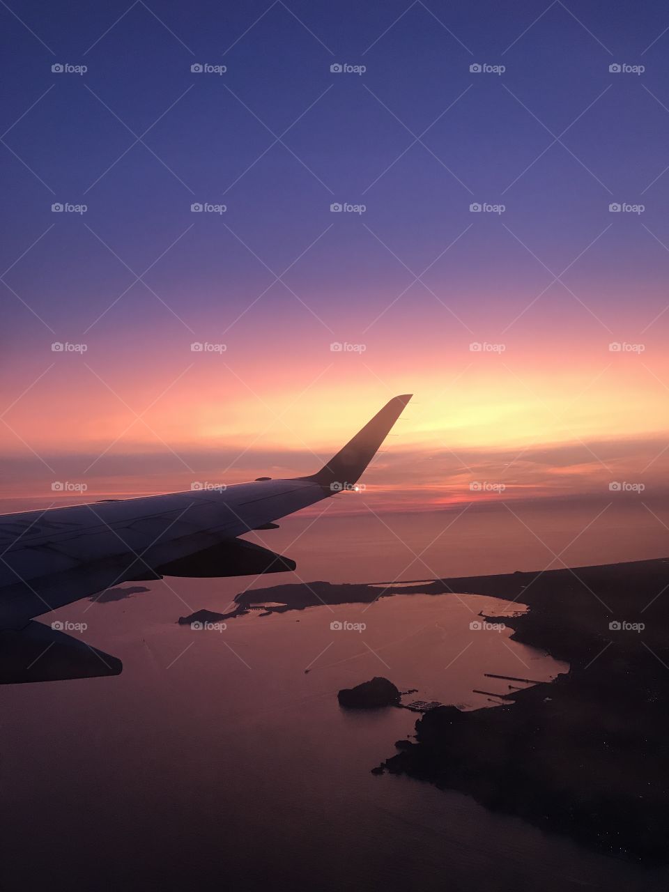 Flying into Sicily with a magical sunset 