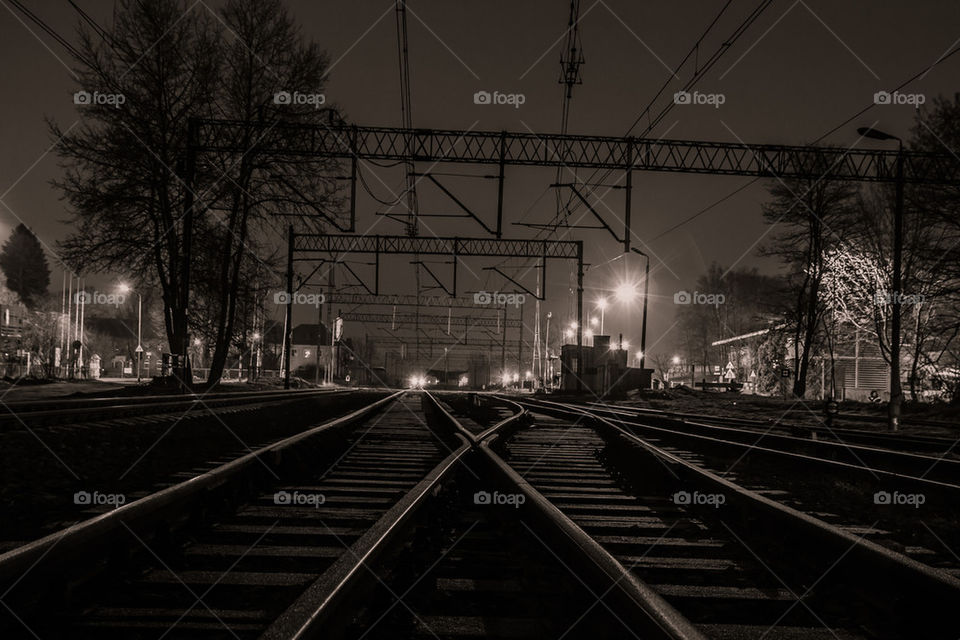 Railroad in the night