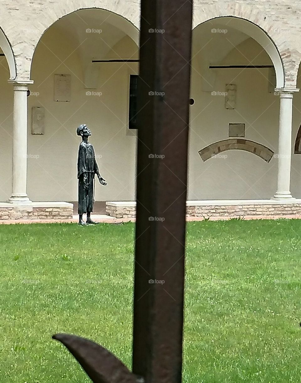 Adjacent to Dante's Tomb. Statue in a park adjacent to Santa's Tomb in Ravenna Italy