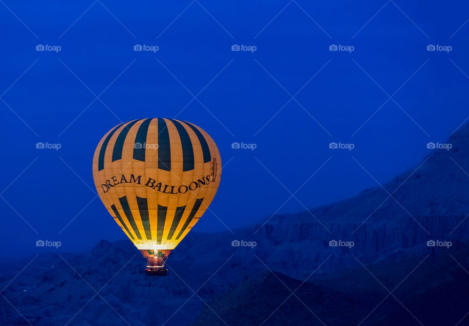 Balloon over the desert scene in Egypt