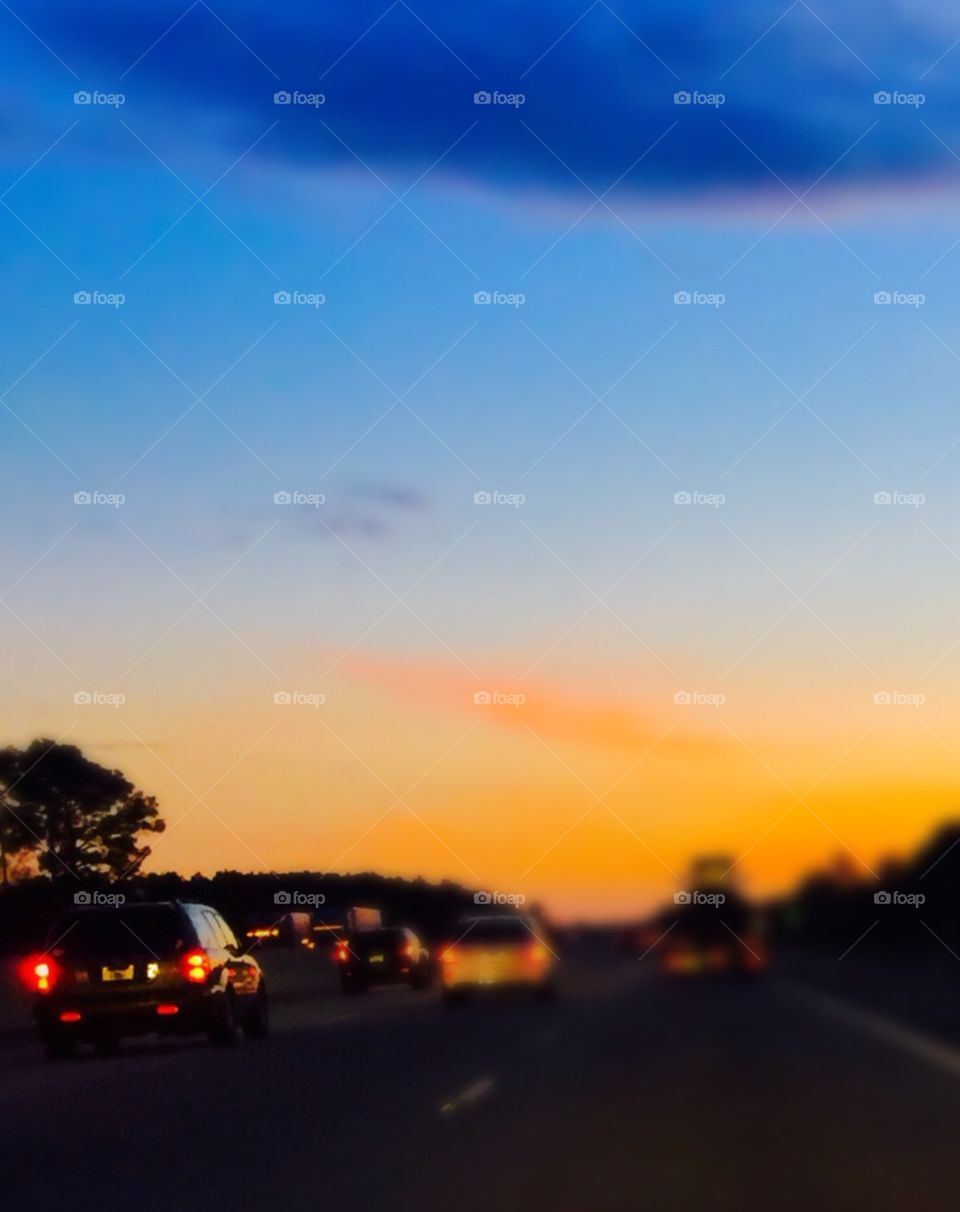 Sunset over Georgia highway