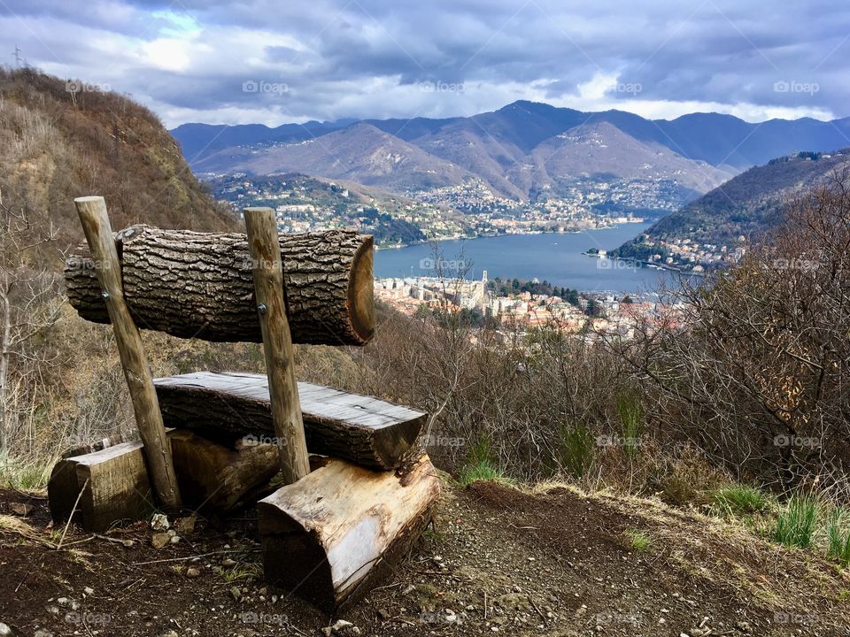 wonderful panoramic point on Lake Como from the regional park Spina Verde. view towards north.