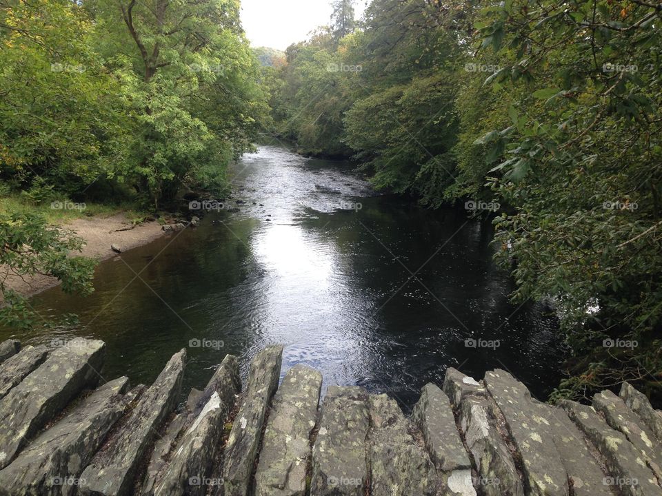 Bridge in the Lake District . Bridge overlooking the stream 