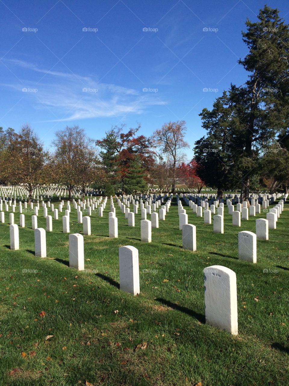 Arlington National Cemetery during the fall weather.