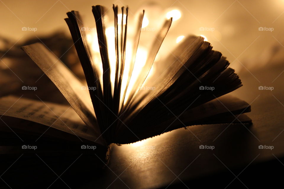 A open book against light