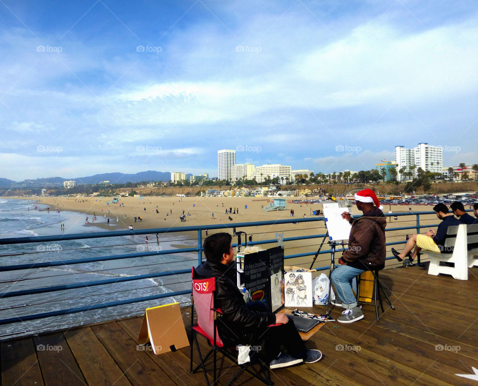 Photo story, Men trying to make a living by sharing their art talent in Santa Monica