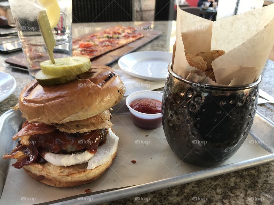 Burger and tots