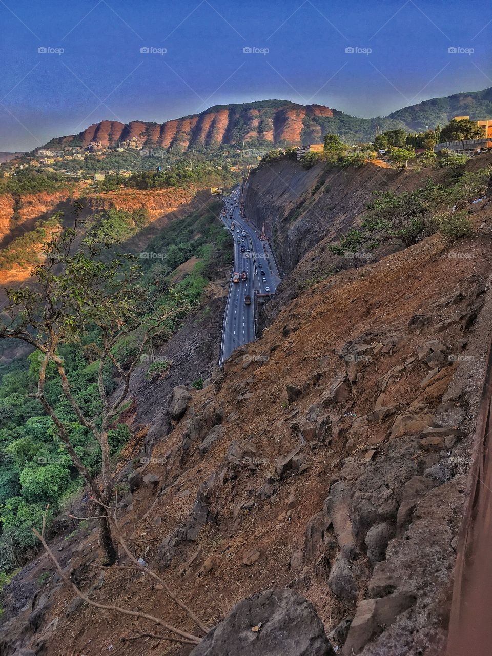 Canal route through the hills.