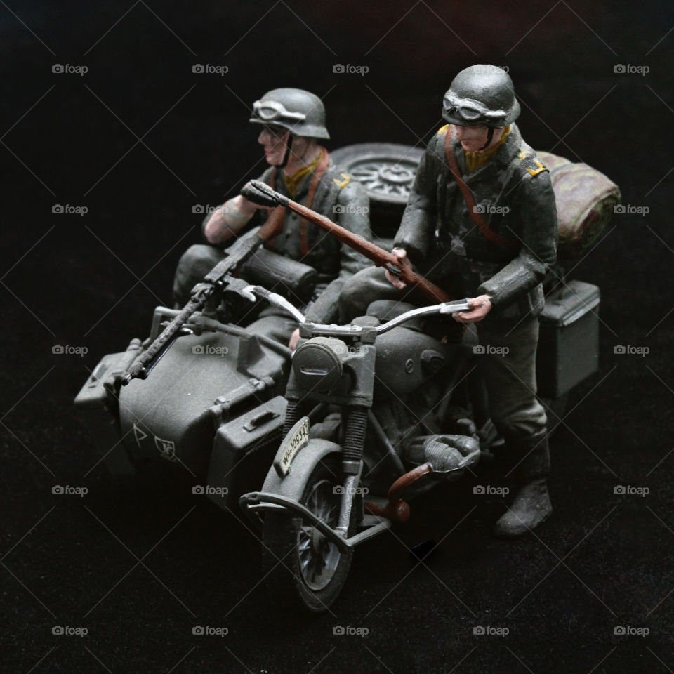 Model Soldiers on Motorcycle 