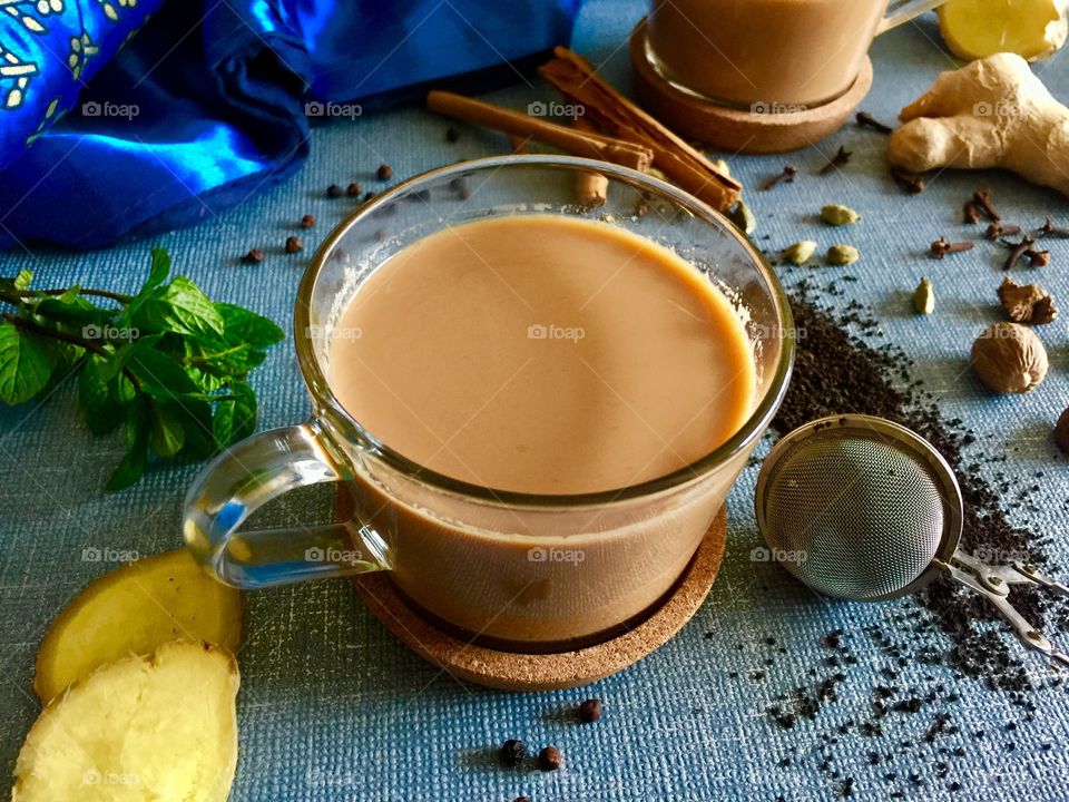 High angle view of aromatic tea