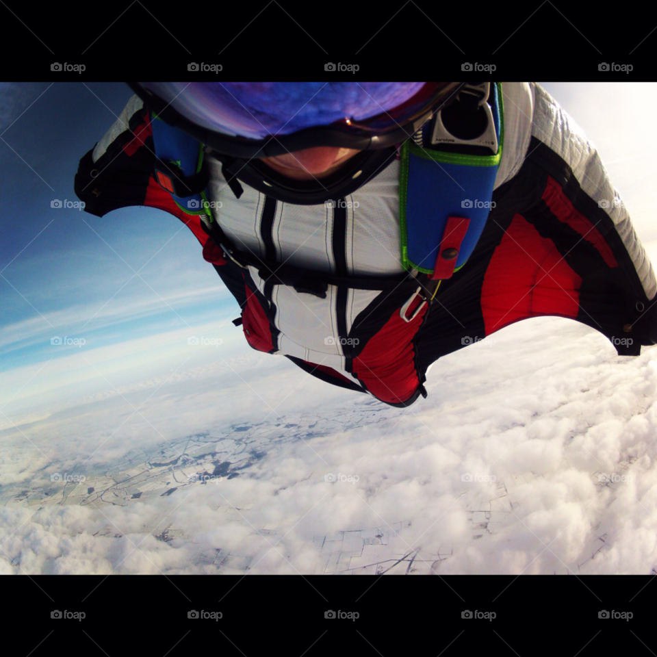 snow winter sky blue by wingsuit