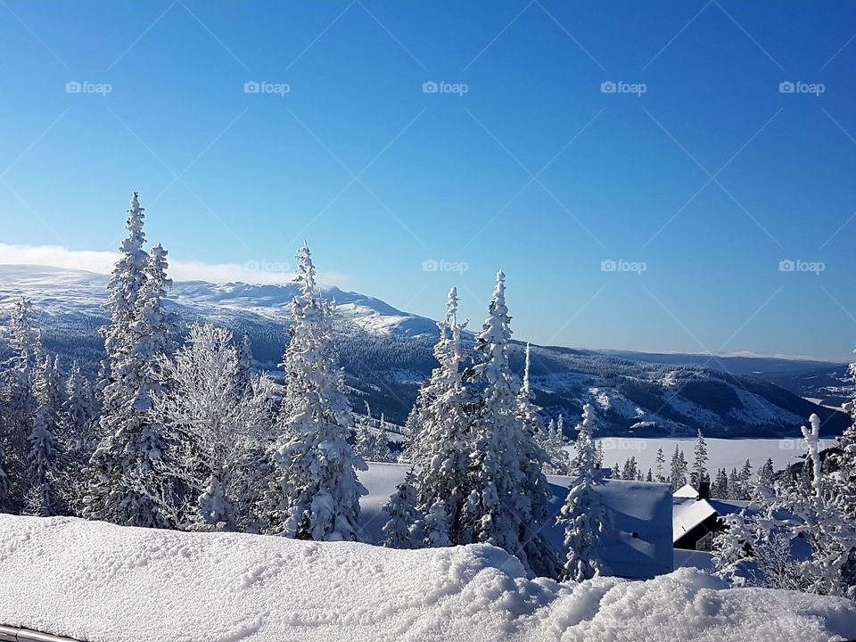 Winter mountains view