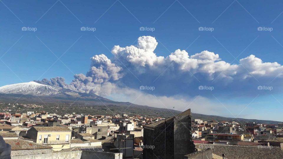 Etna volcano erupting and spewing ash