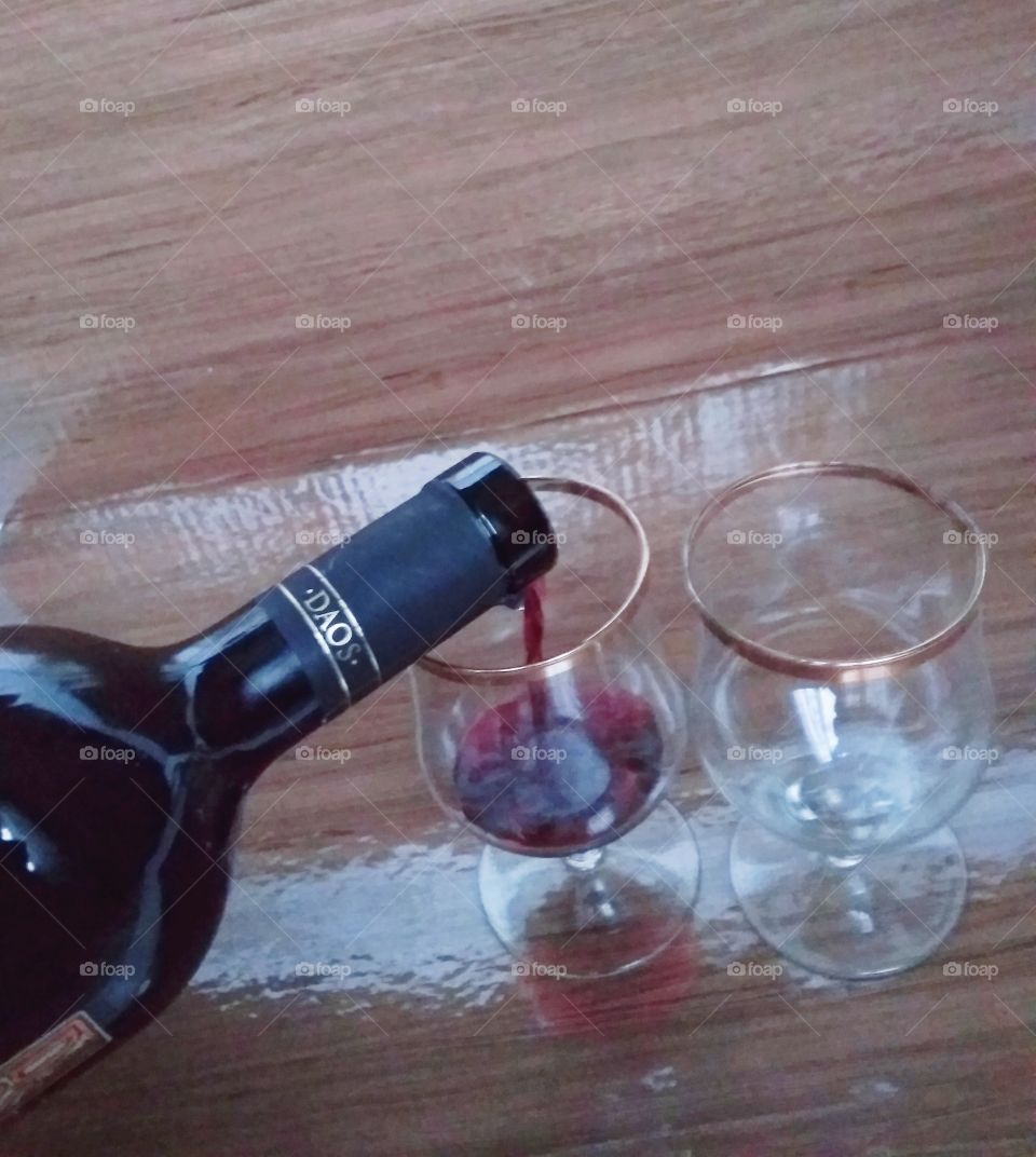 Bottle of wine with glasses