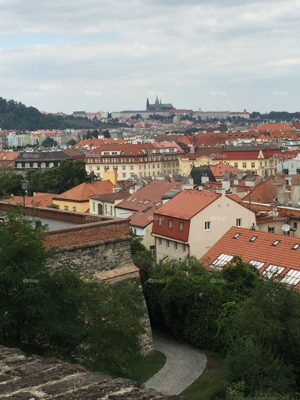 Prague Cityscape with Prague Castle (and St Vitus) in the background. 