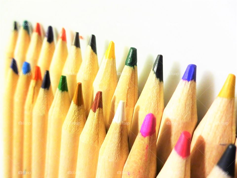 Arrangement of colored pencils