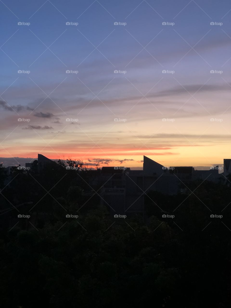 Sunset  at my rooftop beautiful colors city sky 