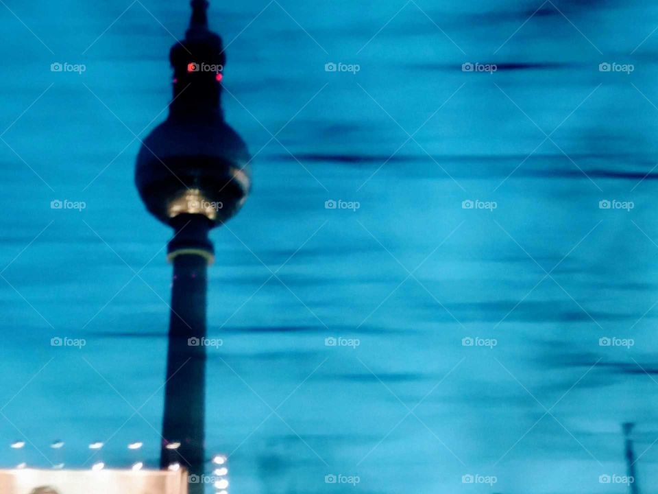 Television Tower in Berlin with blue background