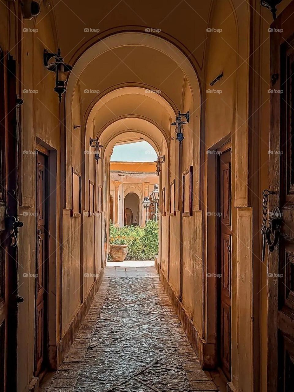 A beautiful hallway in an old house with traditional architecture