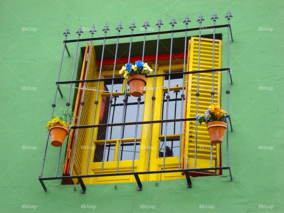 Colored window. Window in Buenos Aires, Argentina 