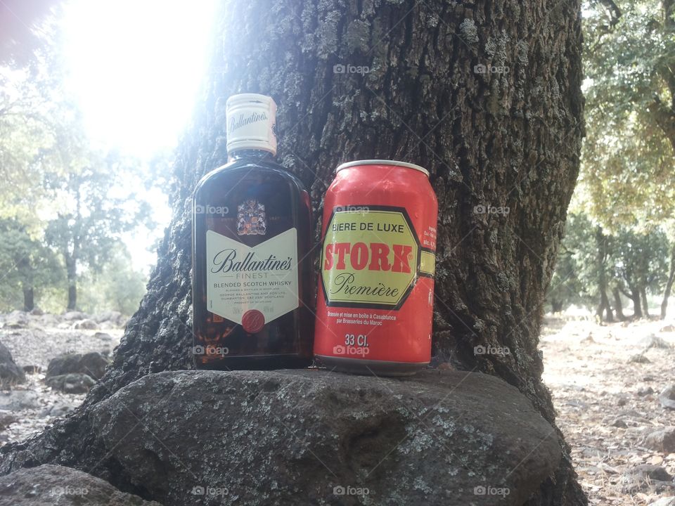 ballantines whisky and stork