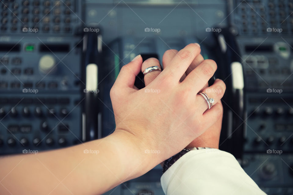 Close-up of a couple in cockpit