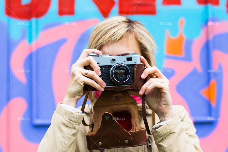 girl with retro camera