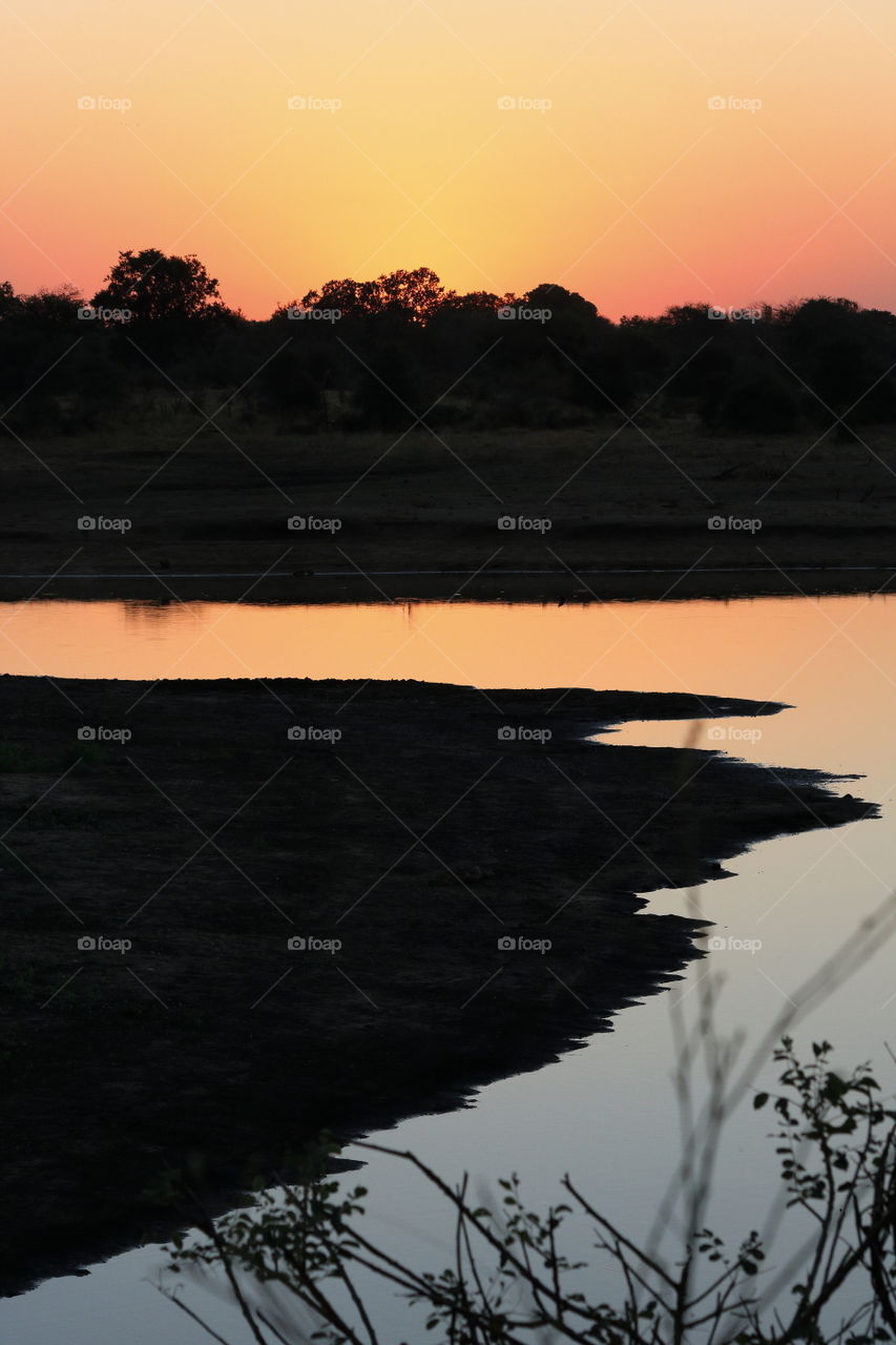 African sunset over a river