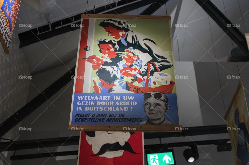 Propaganda Posters Inside At The Resistance Museum At Amsterdam The Netherlands 18-5-2024