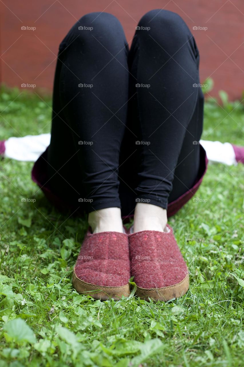 Laying down by a shack 